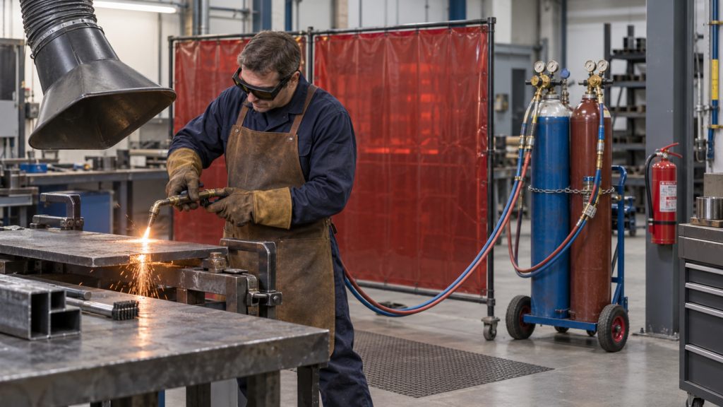 Oxy-fuel gas equipment safety awareness in a fabrication workshop